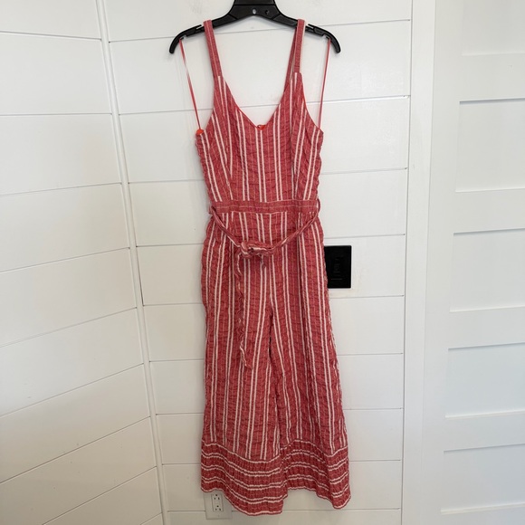 Anthropologie ETT:TWA Robin Striped Cropped Jumpsuit In Red 23674 - Picture 3 of 13